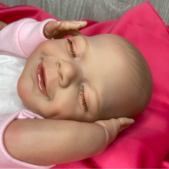 Sleeping smiling realistic baby doll play toy hard body with lovable limbs 22” - Picture 8 of 16